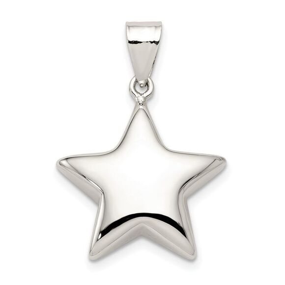Sterling Silver 18mm Polished Puffed Star Pendant